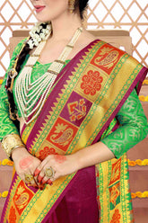 Pink Cotton Silk Woven Saree
